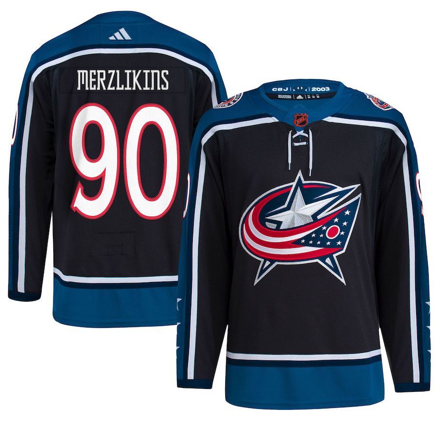 Men Columbus Blue Jackets #90 Elvis Merzlikins adidas Black Reverse Retro Authentic Player NHL Jersey->columbus blue jackets->NHL Jersey